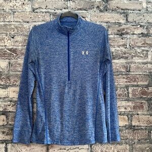 Under Armour Heathered Blue Performance 3/4 zip Pullover in excellent condition